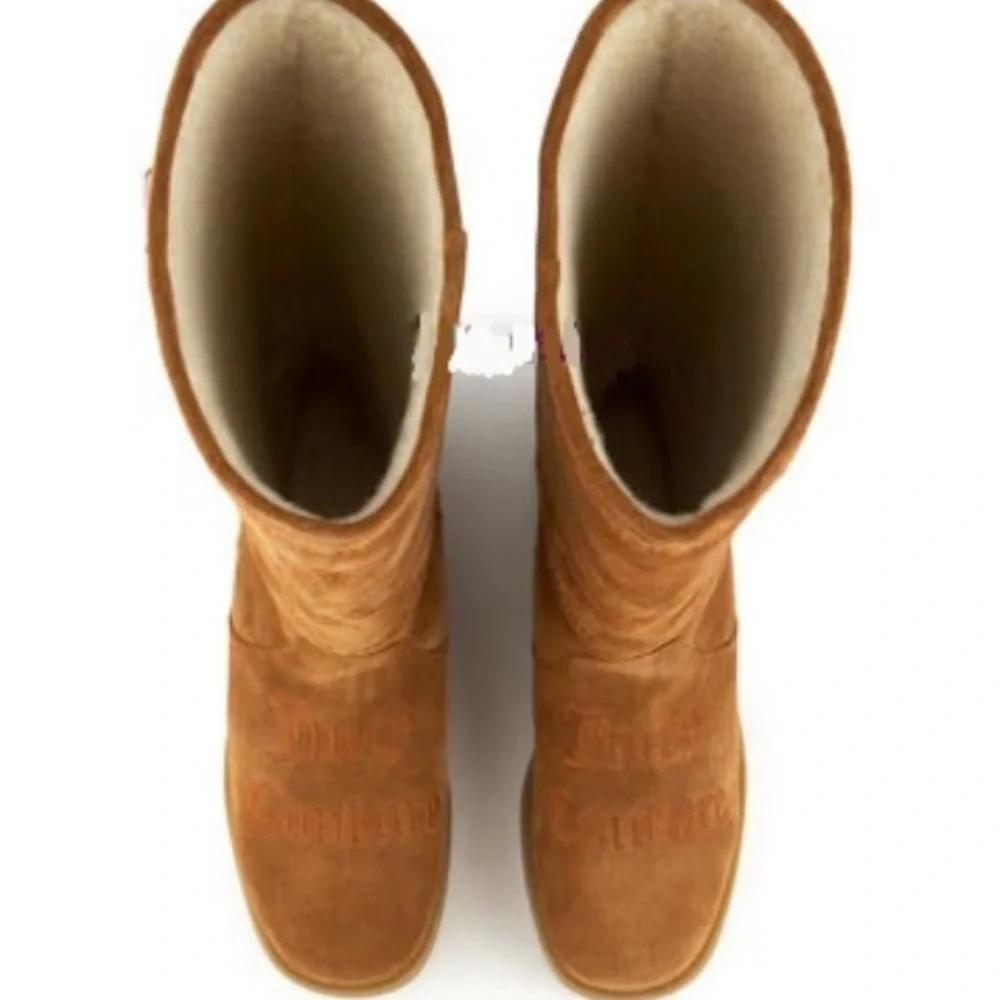 Juice Couture Angel Logo Boots Suede Winter Faux Shearling lining 11